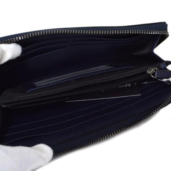 MICHAEL KORS Men's Long Wallet Coated Leather Striped Zip 36T7LWRE3 NAVY - Picture 4 of 6